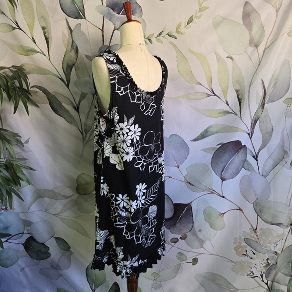 PARADISO | Hawaiian Black & White Beaded Floral Sundress sz XL - Picture 3 of 7